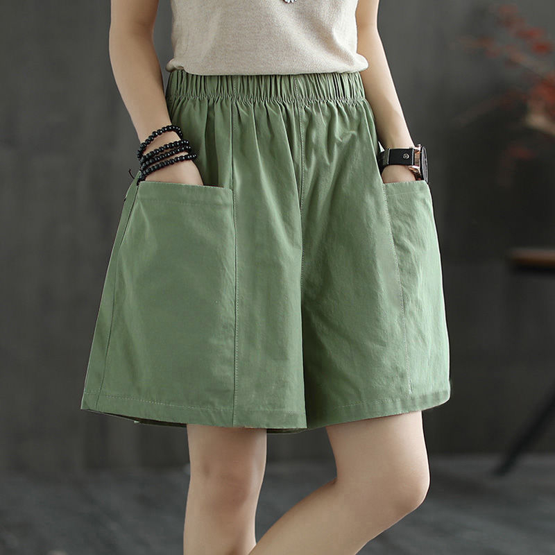 804 women's high-waisted shorts pocketed pants casual sweatpants for girls