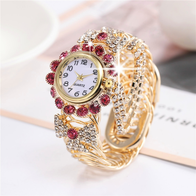 Wrist watch female jewelry Fashion trend lady watch Diamond insert number quartz Bracelet watch CRRSHOP women fashion trend present
