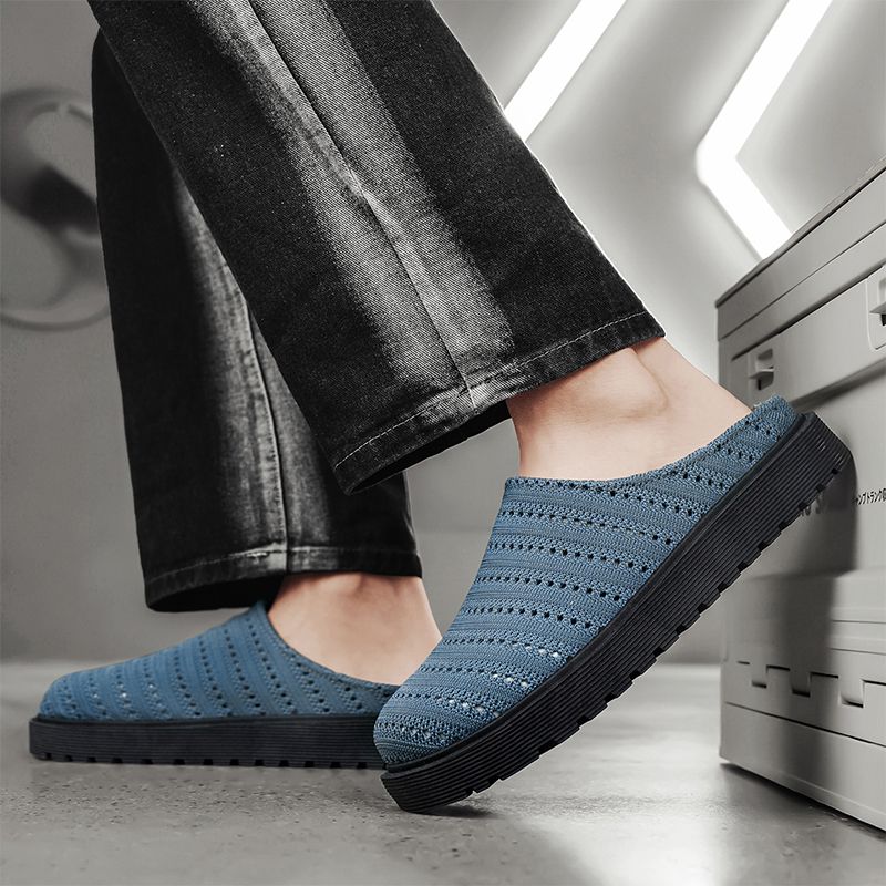 Youth Men Breathable Mesh Shoes Man Fashion Casual Flats Loafers Male Leisure Daily Slip On Footwears For Black