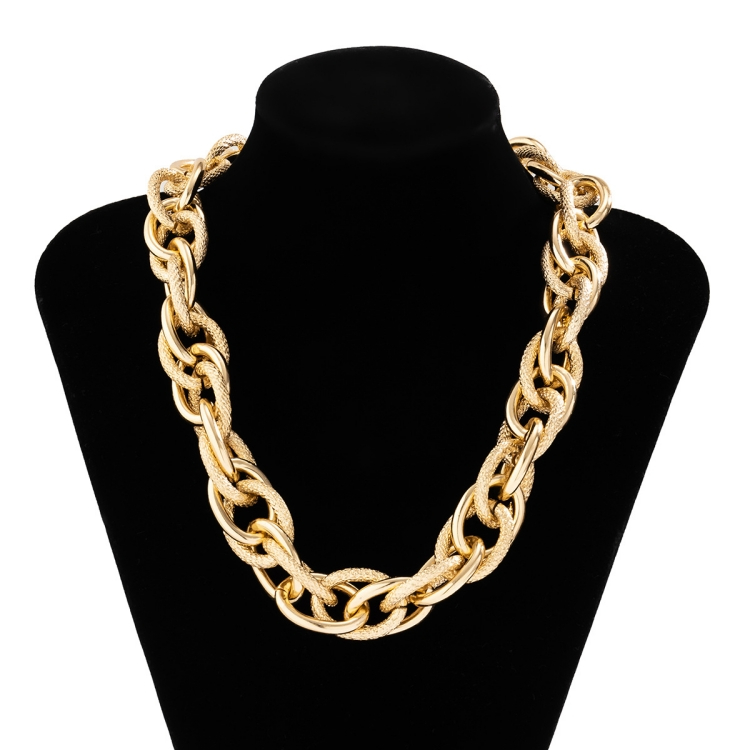 Necklace female jewelry Europe and America Hip Hop Punk Exaggeration Fried Dough Twists Necklace Male tide Design sense Clavicular chain Men's jewelry CRRSHOP women gold silvery necklaces present