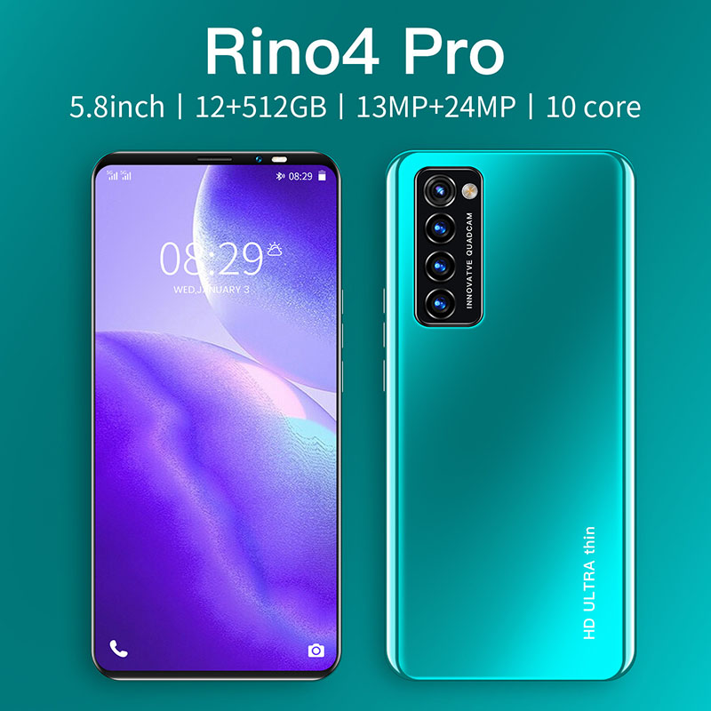 LADAVD High-definition ultra-thin rino4 Pro 5.8-inch 5G dual card dual standby Android phone 512GB Mobile Unicom smartphone 48 million camera dual-core CPU battery capacity 4800MAH Smartphone face recognition, fake fingerprint unlocking in the screen, with WIFI+BT+FM+GPS, Micro USB interface