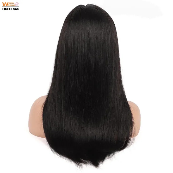 Ladie Long Straight Hair Synthetic Middle Part Black Wigs For Women