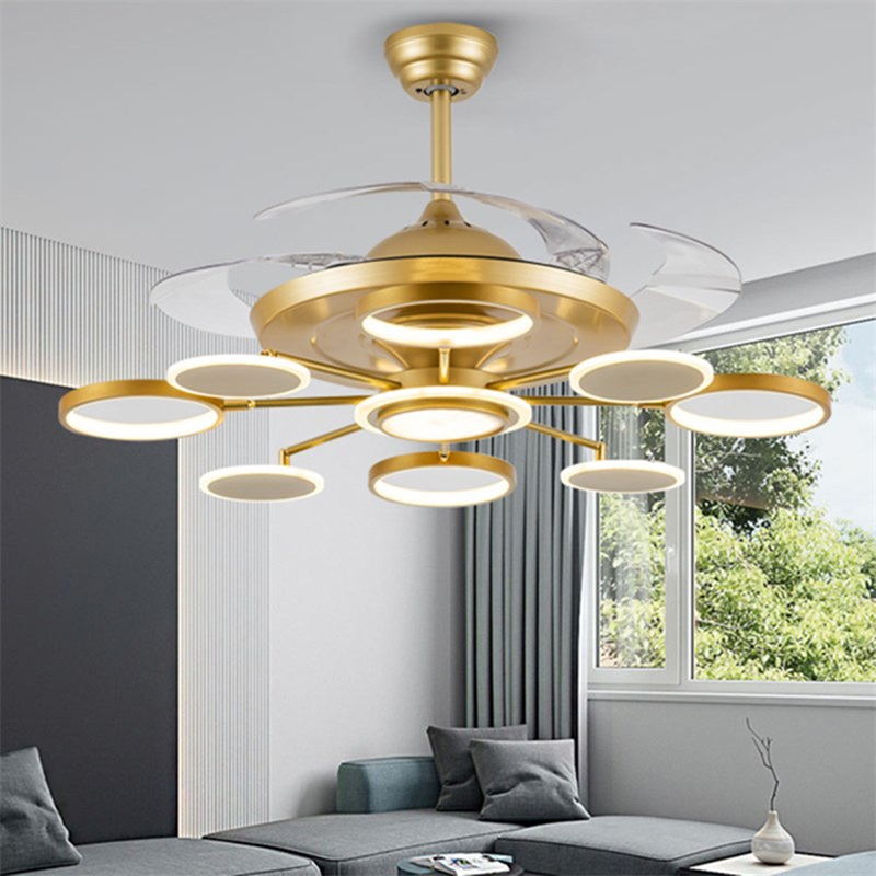 OUFULA Ceiling Fan Lights Lamps Remote Control Without Blade Modern Gold LED For Home Living Dining Room 