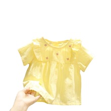 Baby girl princess dress new style children's summer clothes for girls fresh and versatile small flower baby shirt trendy baby girl summer clothes