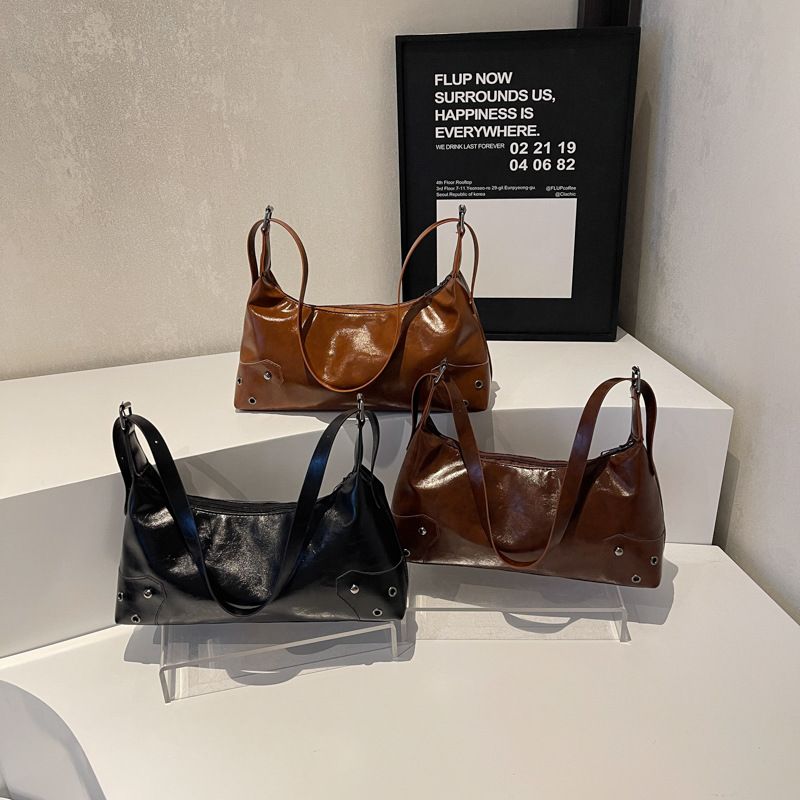 Vintage Maillard Underarm Bag for Women, Versatile Minimalist Casual Shoulder Bag Elegant Ladies Handbag