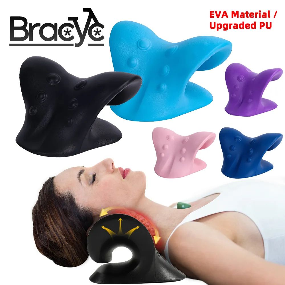Neck Shoulder Relaxer Stretcher Massage Cervical Traction Device Chiropractic Pillow Neck Cloud for Pain Relief Spine Alignment
