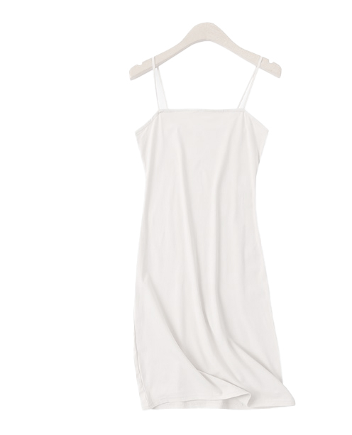 Women's all-match solid color mid-length slim pullover bodycon dressWhite