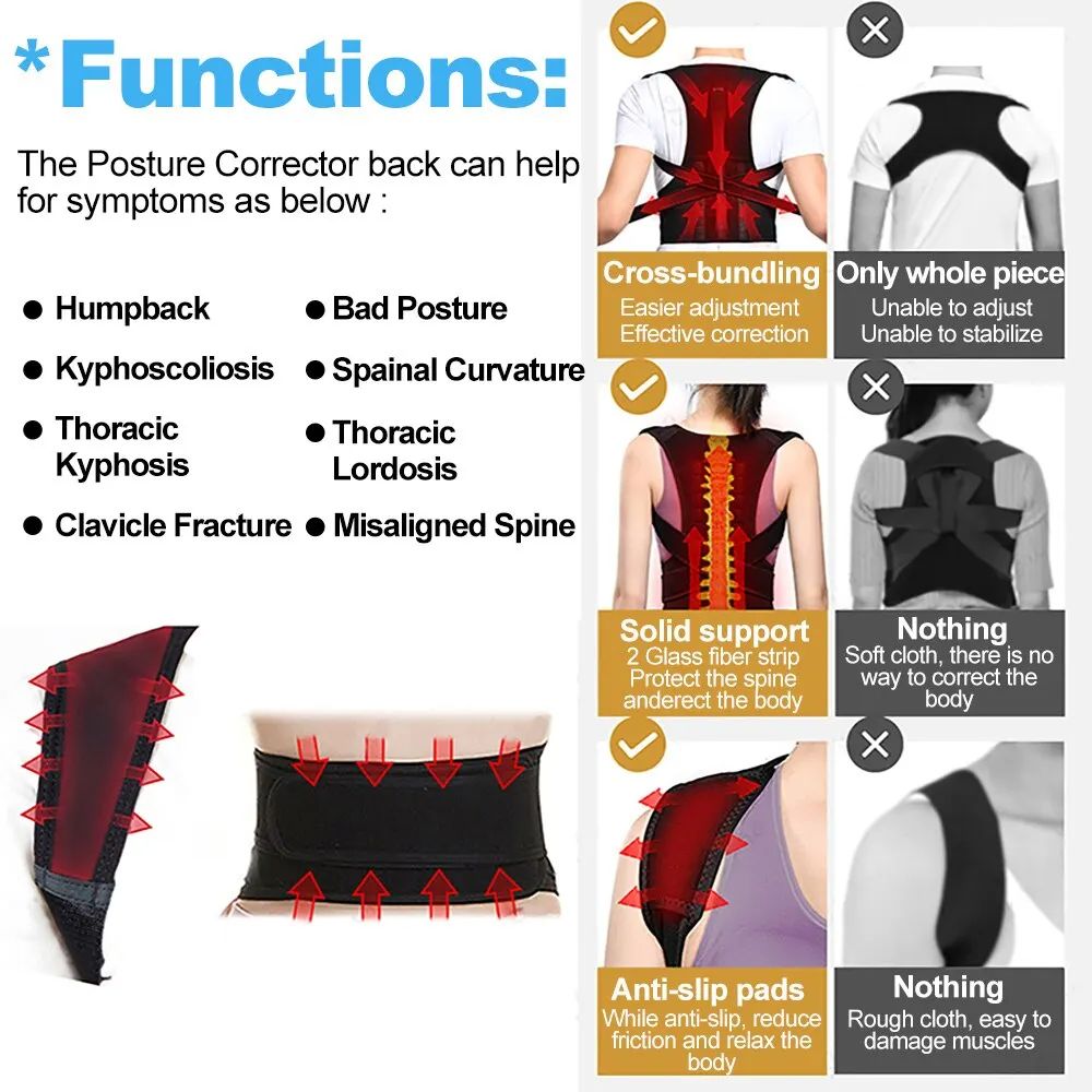 1PCS Adjustable Posture Corrector Corset Breathable Back Support Shoulder Lumbar Brace Support Straight Corrector for Men Women