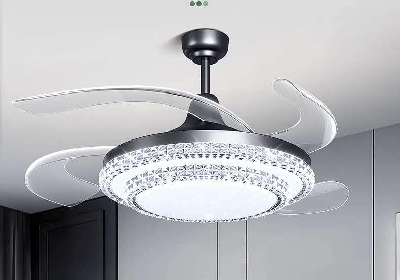 Chrystal Fanlight Contemporary Remote Control Dimming 3 Color With Remote Control 