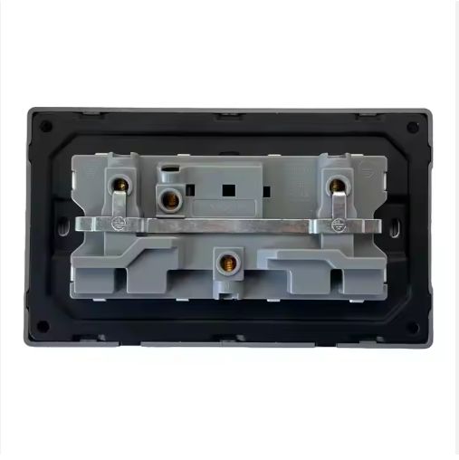 High-Quality Wall Black PC Three-pin Sockets and Light Switches UK Double Socket Switches