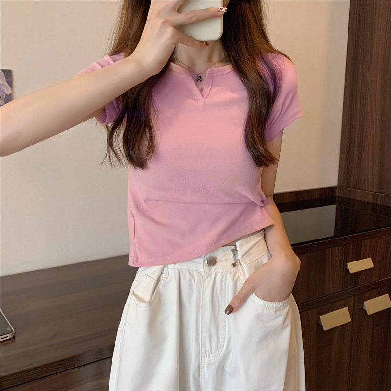 165 Women's Design Sense Slim Casual T-shirt Short Sleeves