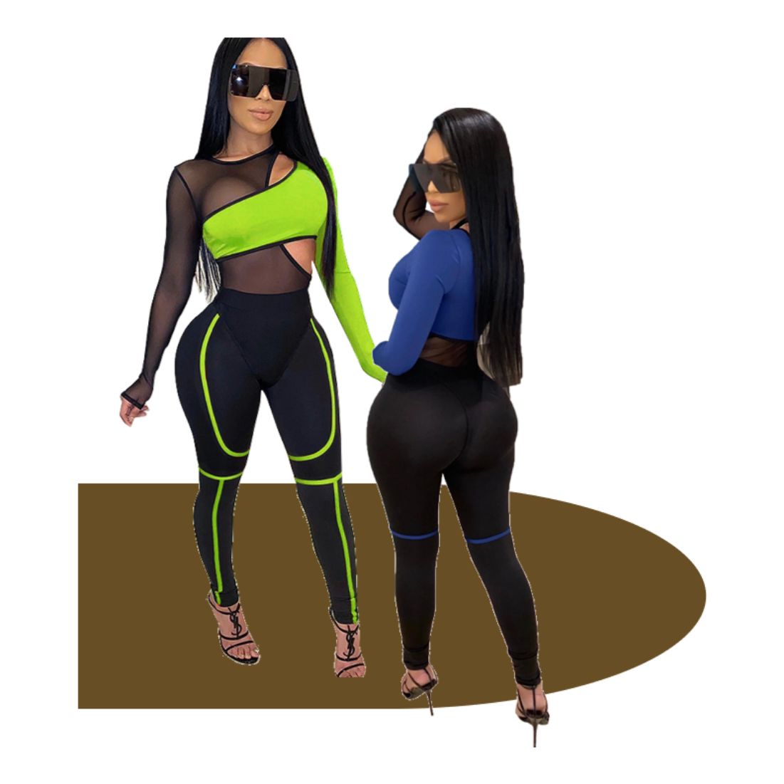 New fashion women's mesh stitching printing cropped sleeves sexy slim zipper jumpsuit yoga sportswear one-piece short fashion party bar performance female lady ladies woman women shopping walking party daily trip