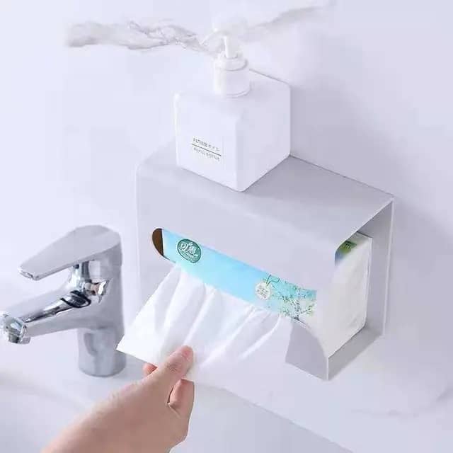 Non-trace Paper Tissue Box Wall-mounted Tissue Holder - Creative Simple Plastic Multifunctional Toilet Tissue Box