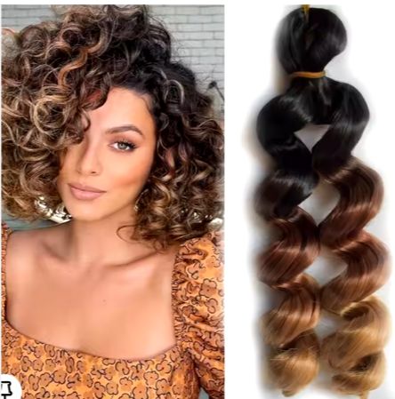 16 Inch Synthetic Loose Wave Crochet Hair French Loose Curly Spiral Curl Extension Braiding Hair - T30