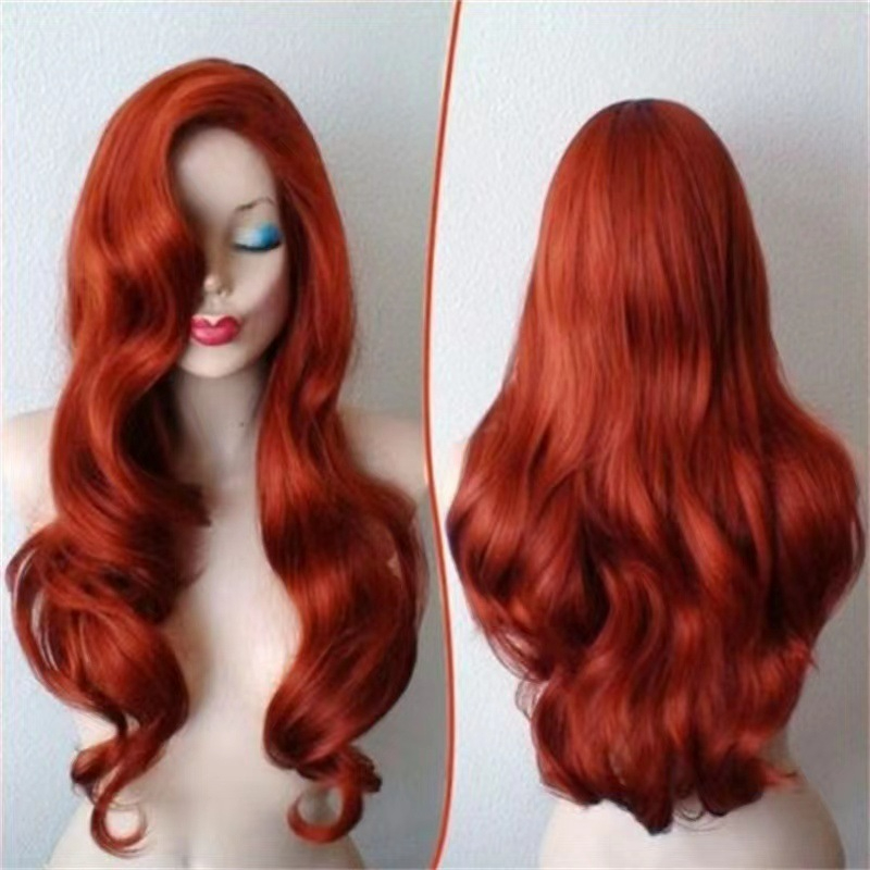 Wig cover CRRshop free shipping hot selling women wine red medium and long curly hair chemical fiber wig head cover female new fashion trend wig cover