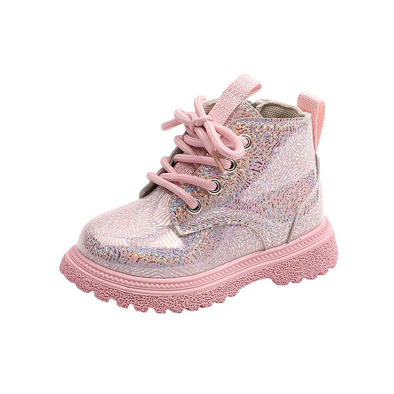 Autumn New Style Little Girl's Stylish Shiny Leather Martin Boots Low Cut Versatile Short Boots Trend