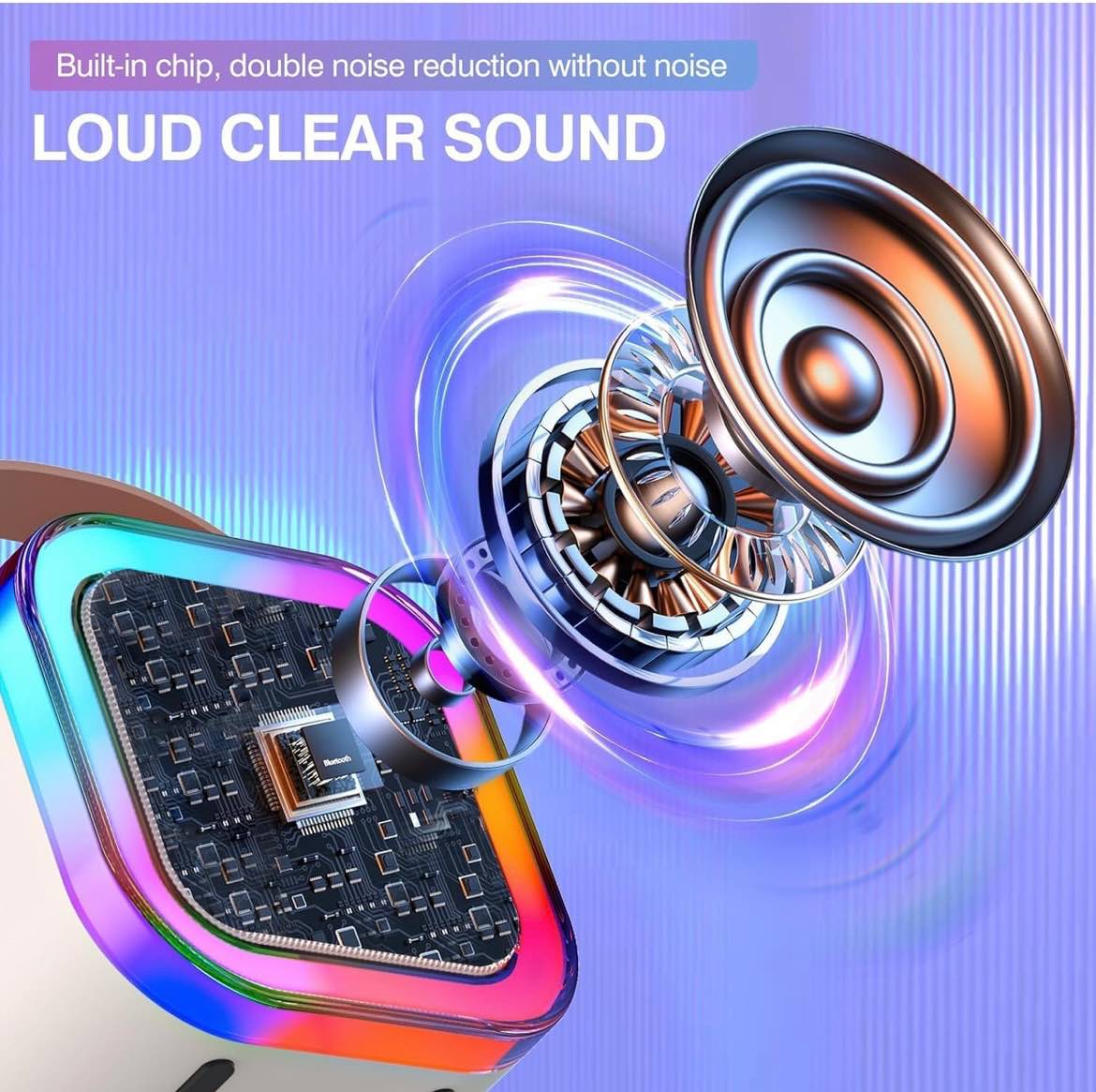 Mini Karaoke Machine, Portable Bluetooth Speaker with 2 Wireless Microphones, Outdoor Live Home K-song Bluetooth Audio with Microphone, Christmas and Birthday Gifts Suitable for Girls and boys