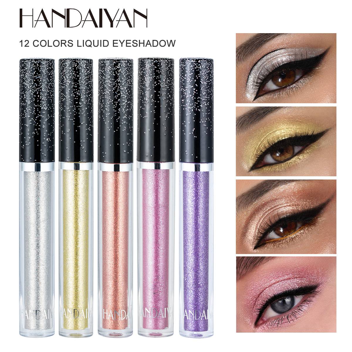 H2019 Diamond Glitter Eye Shadow Cream Makeup Shine Golden Nude Glittering Liquid Eyeshadow Eyeliner Long-lasting Waterproof Cosmetics