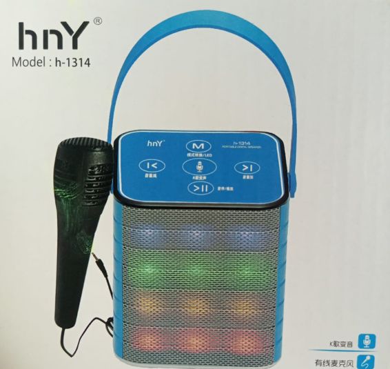 Powerful Outdoor Portable Speaker plus Microphone Wireless Bluetooth Speaker With RGB Light - h-1314