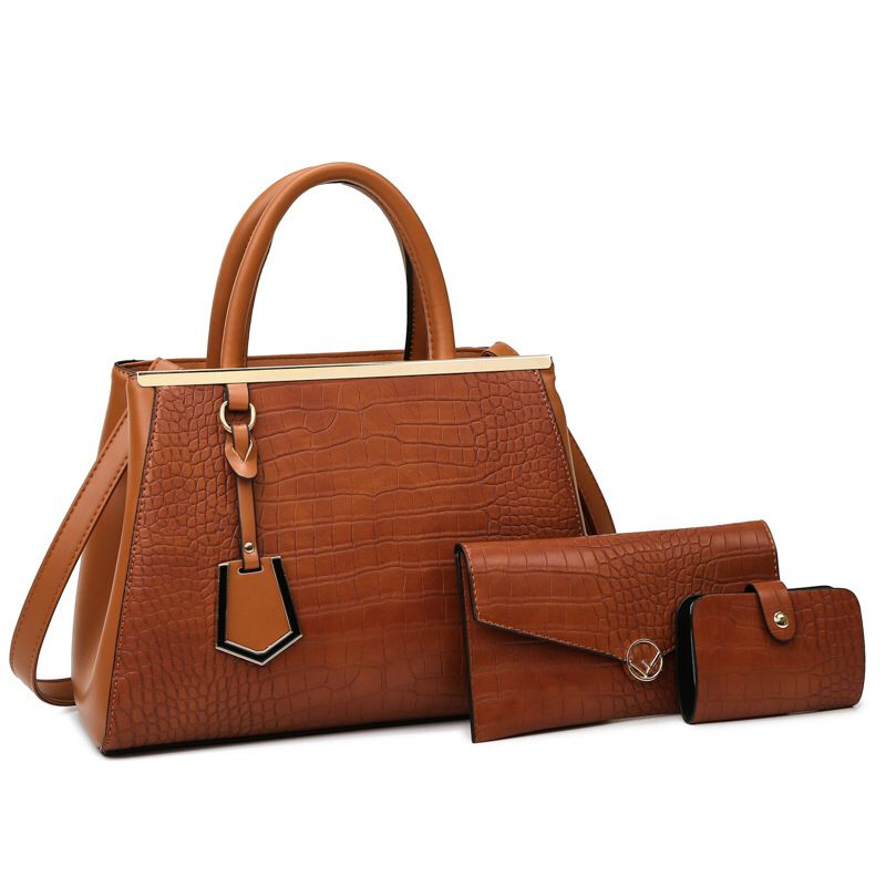 CLella Women's Bag Stone Pattern Splicing Handbag Three-piece Set Mother Bag European and American Shoulder Bag
