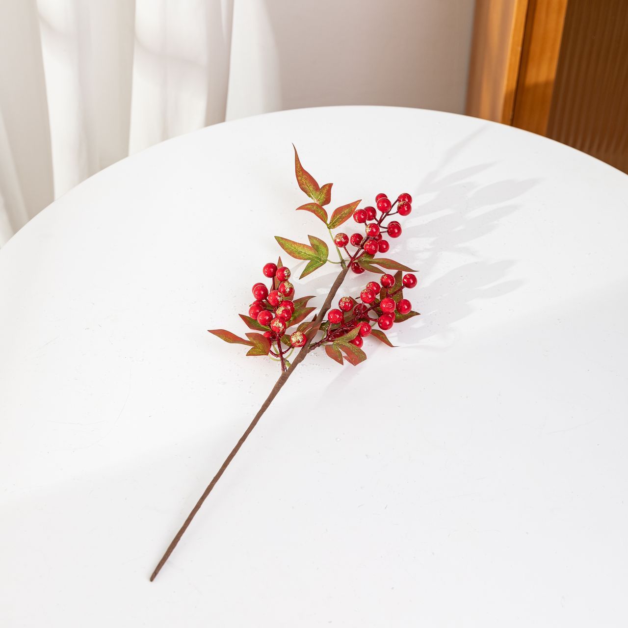1PCS Faux Pine Branches With Red Berries Flower Decoration - Artificial Berry for Christmas Decoration - Home Party Flower ArrangementRED AND GREEN