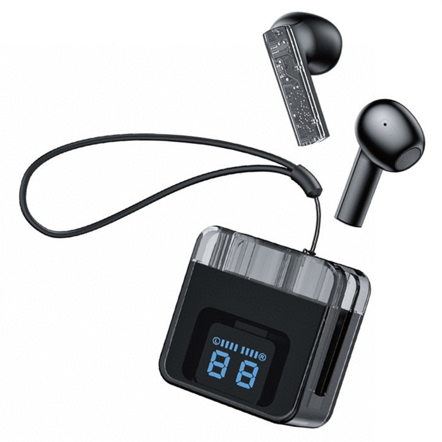 D35 Wireless Earbuds, Bluetooth Headphones with ENC Noise Canceling Translucent Earphones, HiFi Dual Stereo Microphone Mini in-Ear Earbuds Touch Control with Charging Case and LED Digital Display