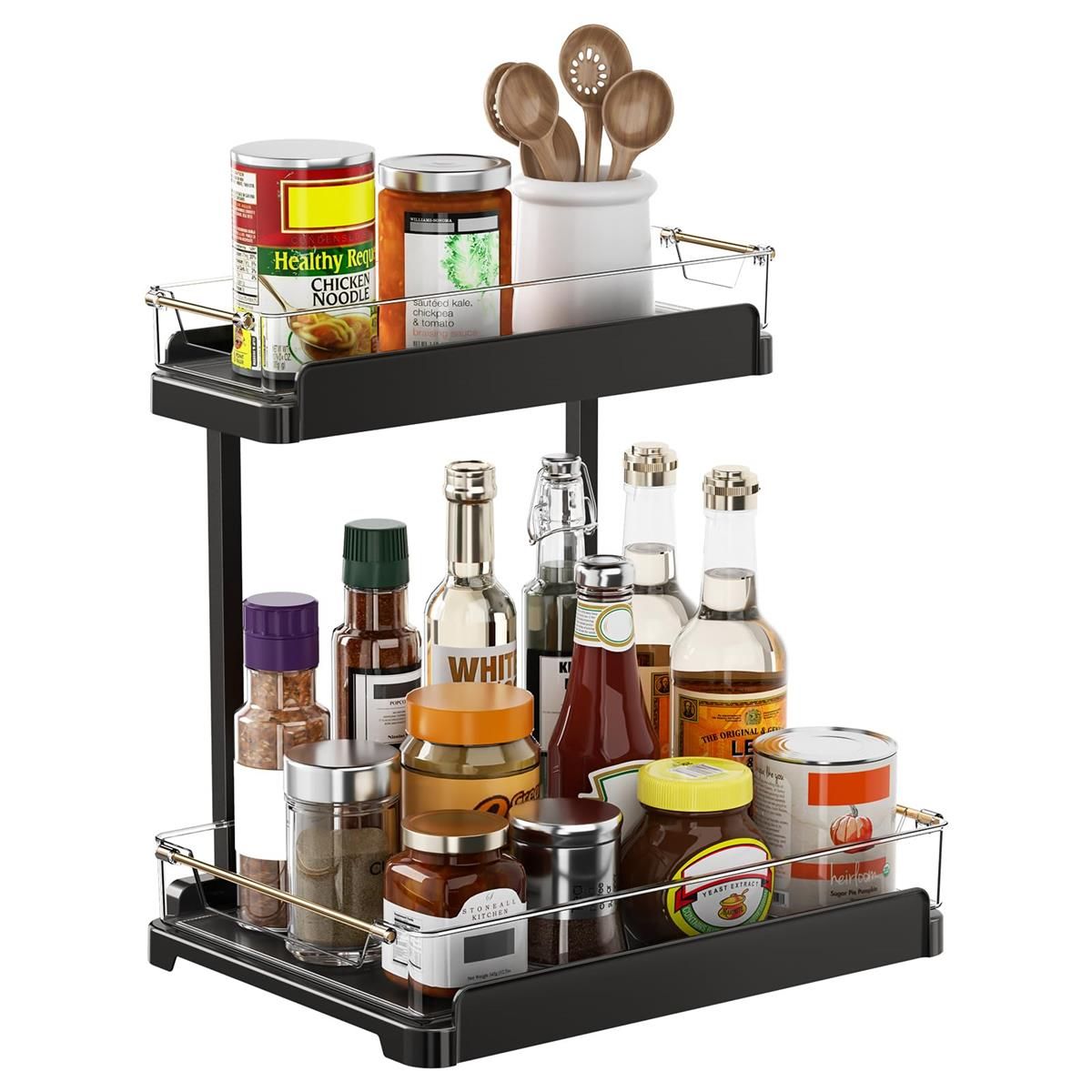 2 Tier Pull Out Cabinet Organizer, Under Kitchen and Bathroom Sink Organizer and storage, Kitchen Sink Organizer Under Cabinet, Under Sink Shelves