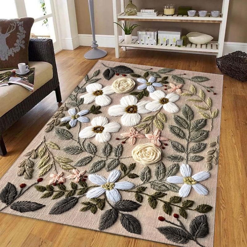 3D visual crystal velvet carpet, home decoration, fresh flowers, living room coffee table, bedroom kitchen floor mat free shipping Floor Mat
