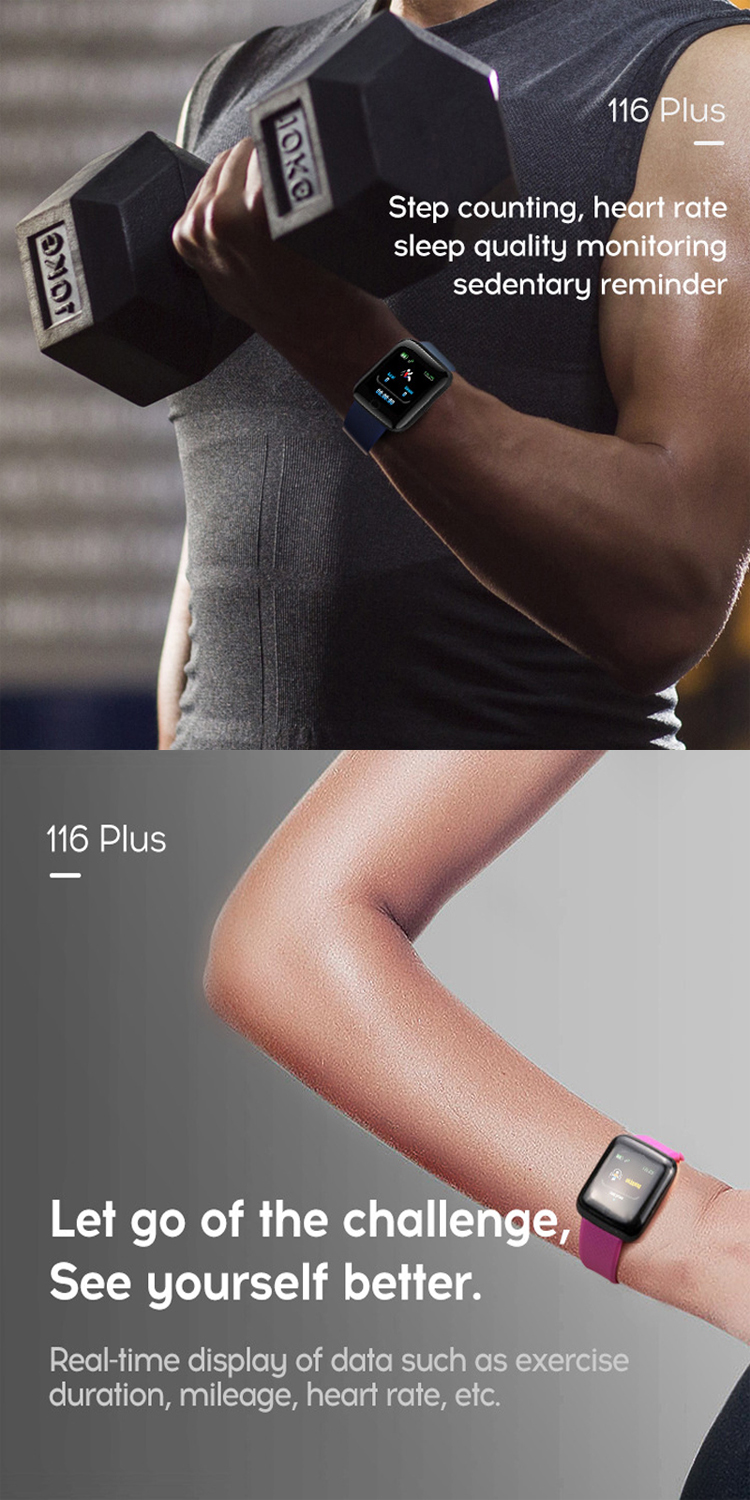 116 PLUS Sport Fitness Pedometer Color Screen Smart Bracelet Wristband Walk Step Counters Smart Band Men Women D13 Sport Watches