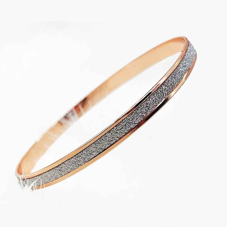 Tospino Frosted Alloy Bracelet - Polished Plated Sandy Sideways Bangle for Women