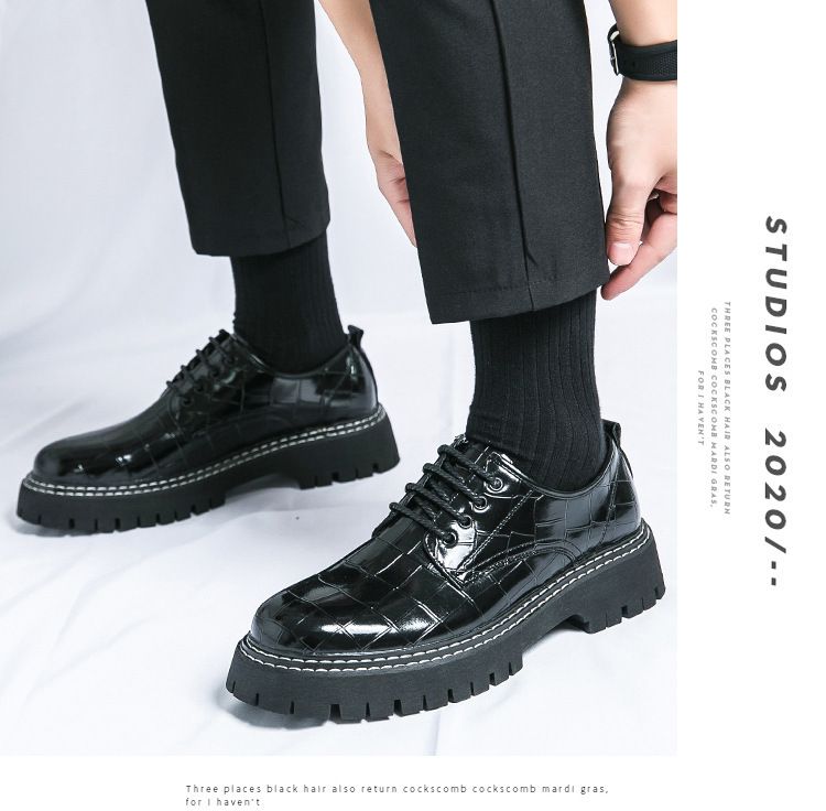 New men's thick-soled height-increasing club fashion shoes for Spring and Autumn 2025 cross-border large-sized men