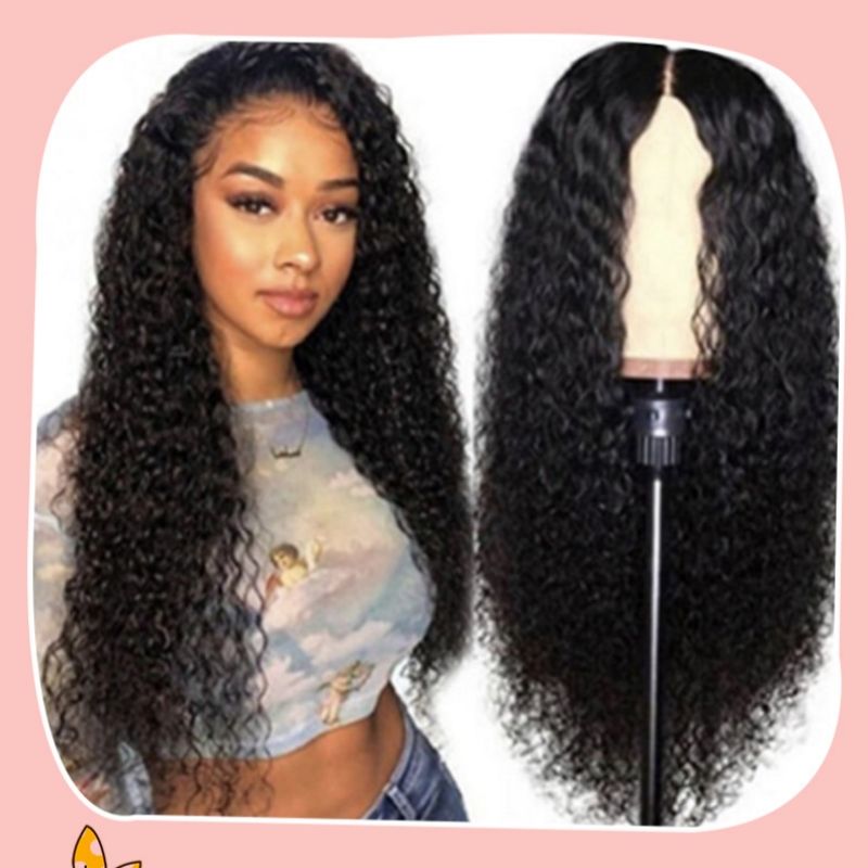 24 inches black Front lace wigs Black women's mid length curly wig headband with small curly waves and high-temperature silk CRRSHOP beauty care hair dressing wigs