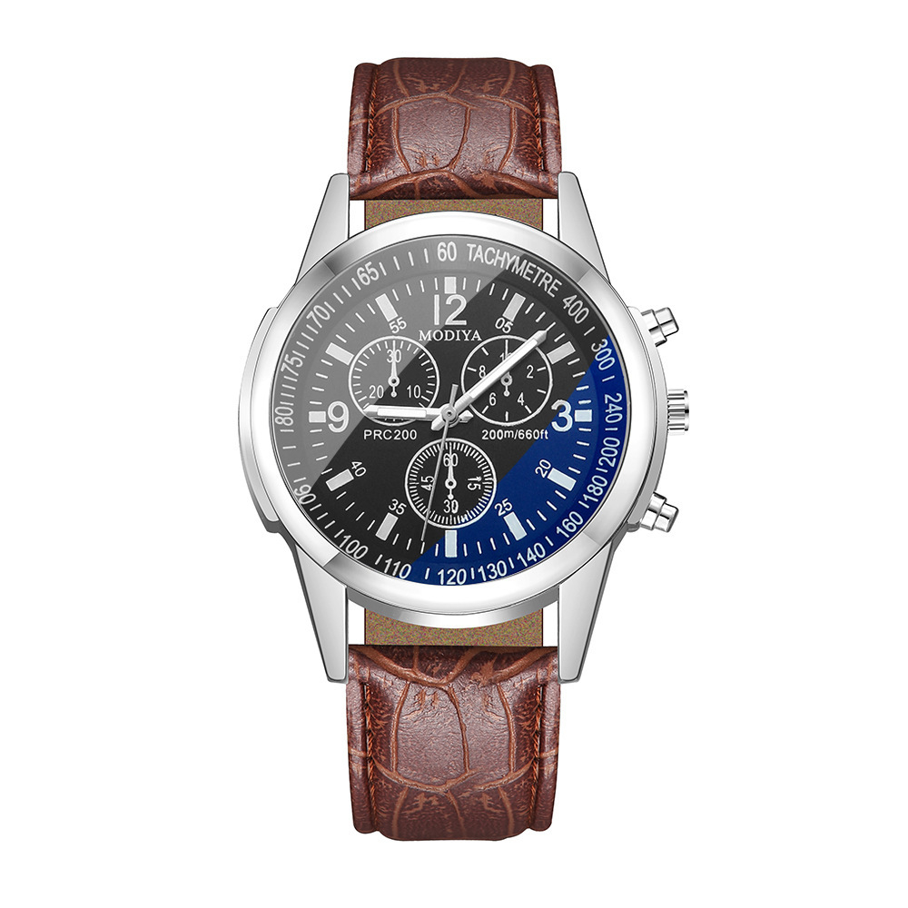 PD351 Three-Eye Blue-Ray Glass Belt Men's Watch Gift Watch Men's Quartz Watch