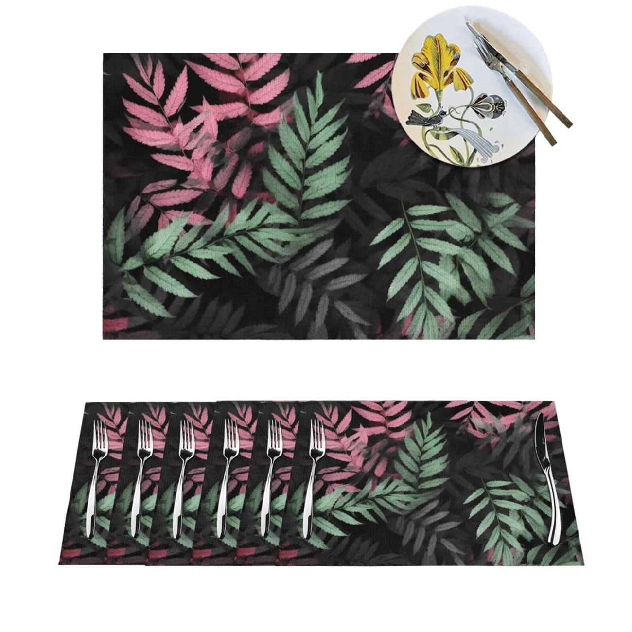 Heat Resistant Non-Slip Woven Place Mats Washable Kitchen Dining Table Mats for Indoor Outdoor Holiday Party