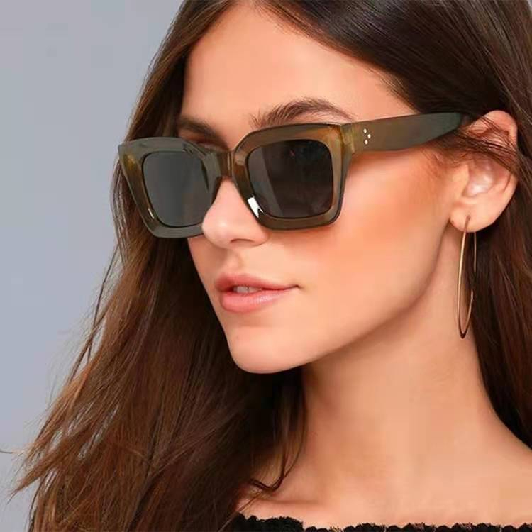 17050 Fashion Thick Frame Square Sunglasses Woman Brand Design Vintage Mirrored Oversized New Cat Eye Sun Glasses Female Shades