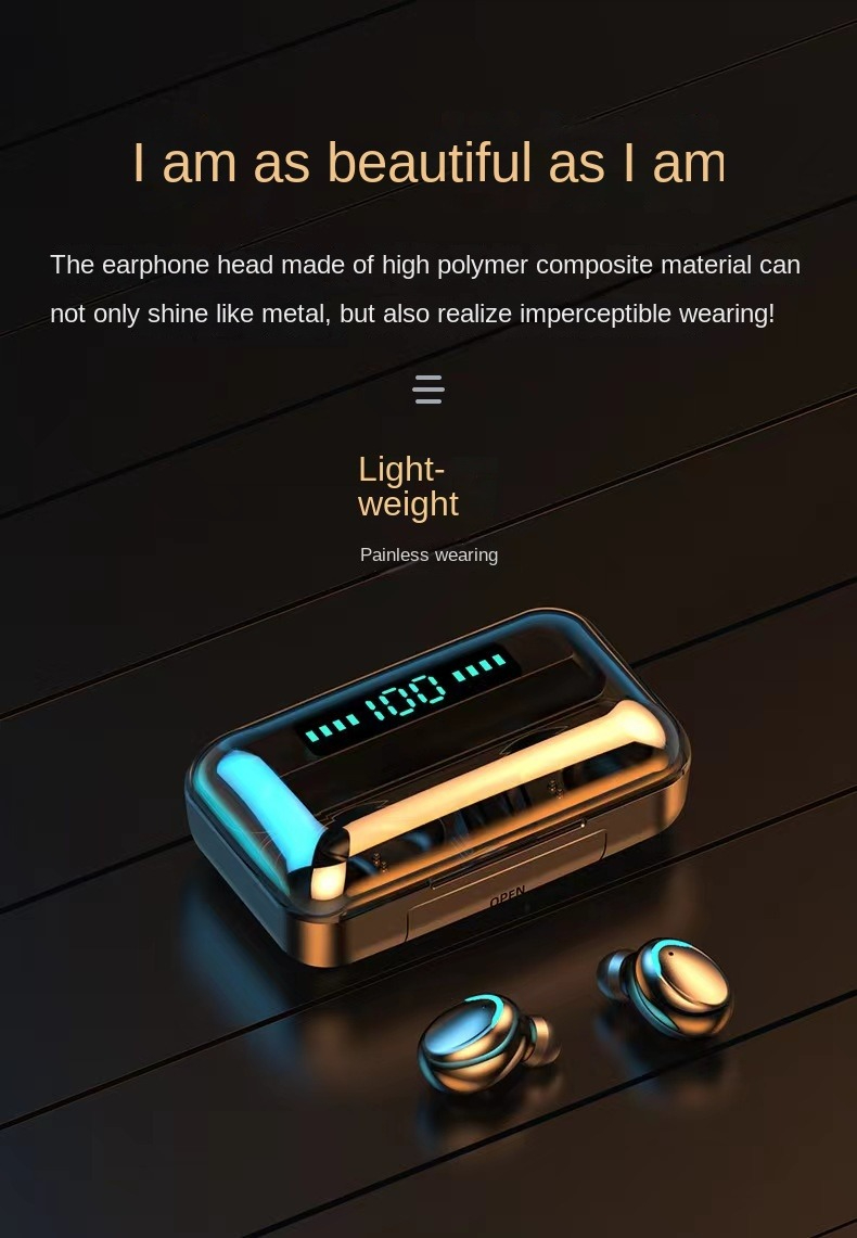 F9TWS Bluetooth Headset Power Display, Touch Edition