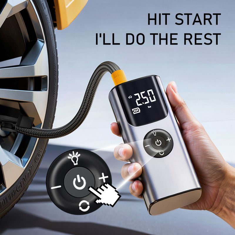 Car air pump, digital display, portable wireless air pump with vacuum compressor, electric car tire fully automatic high-pressure air pump