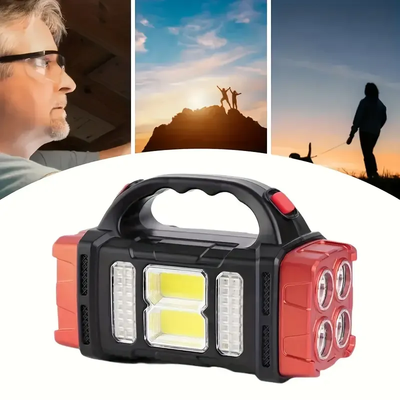 Multifunctional LED Solar Camping Light, Bright Portable Rechargeable Flashlight, Suitable for Outdoor Hiking and Camping

