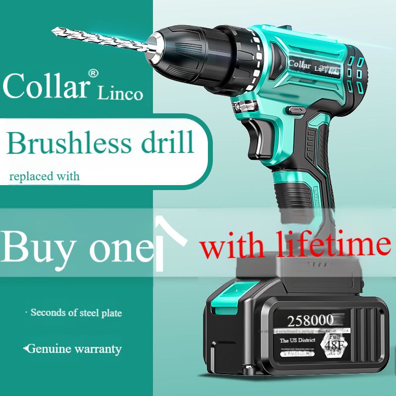 Brushless hand drill impact drill rechargeable dual speed lithium battery to 48V pistol drill power tool screwdriver
blue