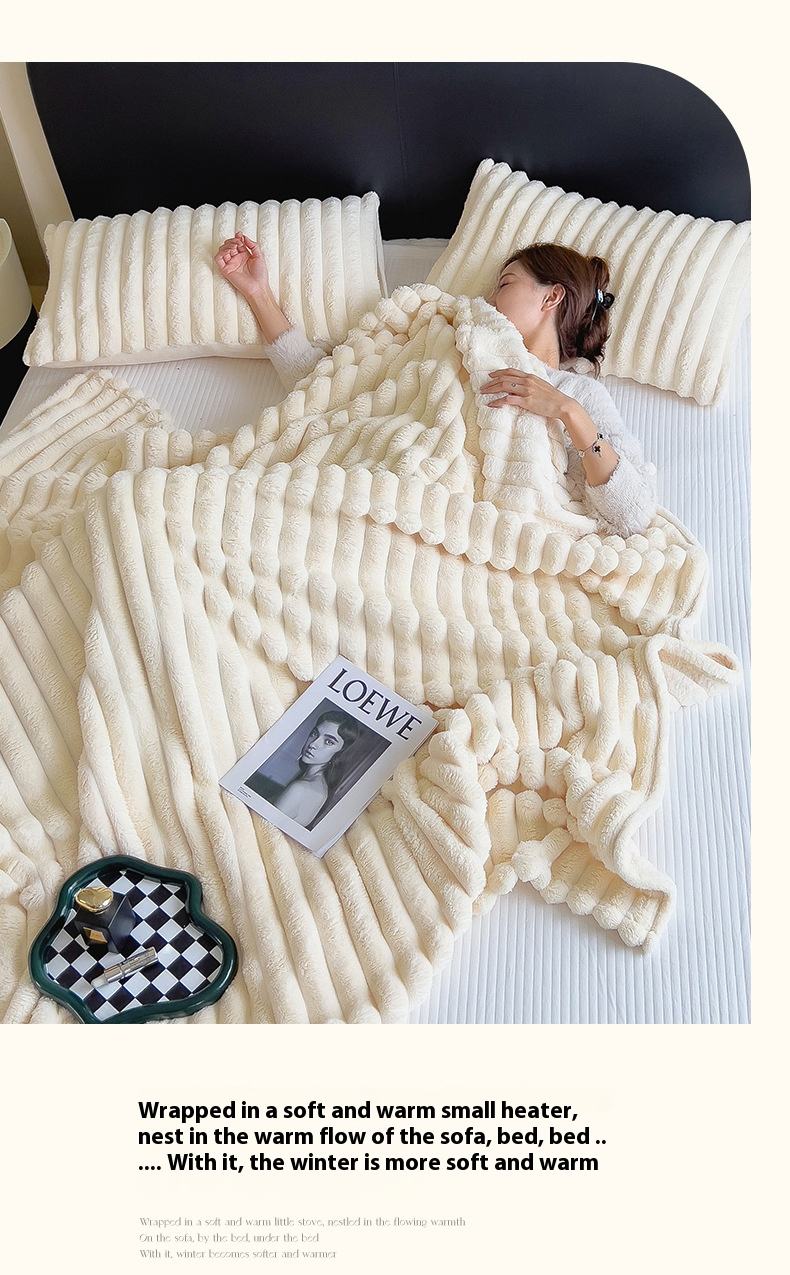 Khaki Throw Blanket for Couch - GentleSoft Cozy Soft Blankets for Women, Cute Small Rabbit Fur Fabric Throws for Girls, Off White, 150*200cm