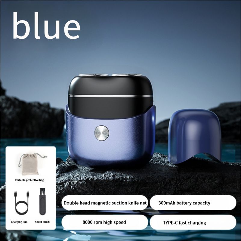 New mini electric shaver, fully washable with dual magnetic heads, suitable for home use and portable, men's facial hair trimmer