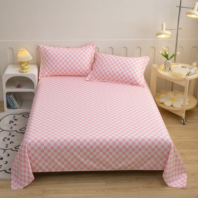 Checkered bed sheet ，terylene cotton bed sheet free shipping Washed Cotton bedsheet 250*230cm ,220*230cm ,150*230cm