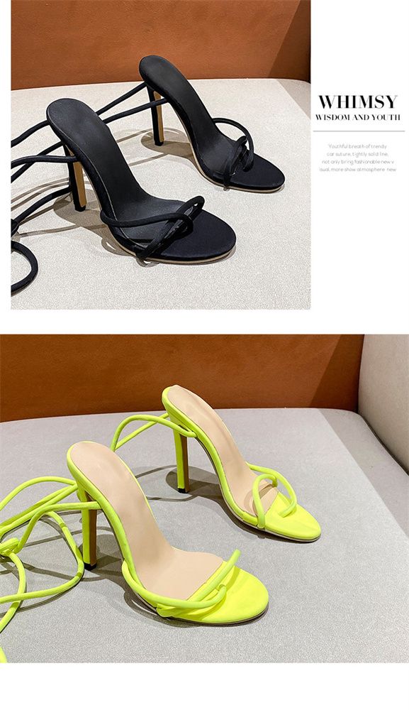 Summer new open toe women stiletto sandals 43 size lace-up women's shoes YB26