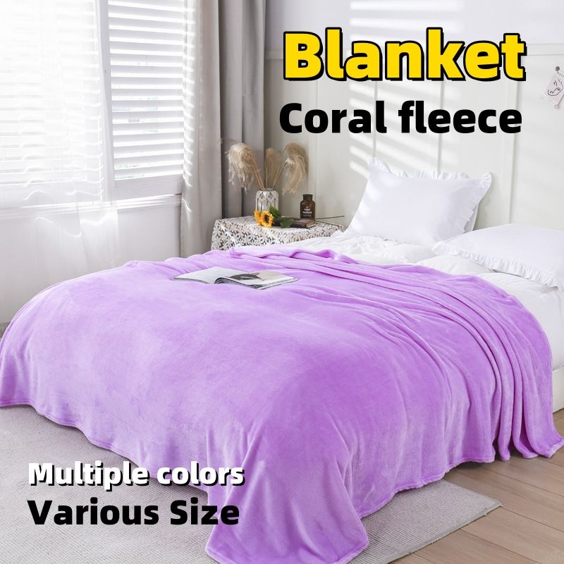 Large size Coral fleece blanket Double sided fluff soft and comfortable Easy to clean free shipping Multiple colors Various Size