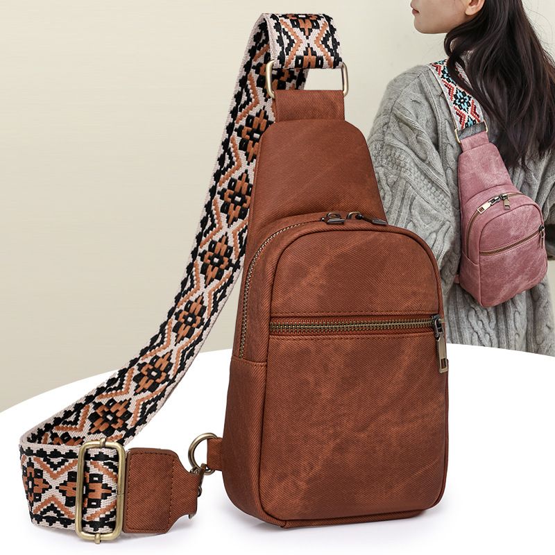 0373# Women's Fashion New Solid Color Chest Bag Casual Outdoor Crossbody Bag