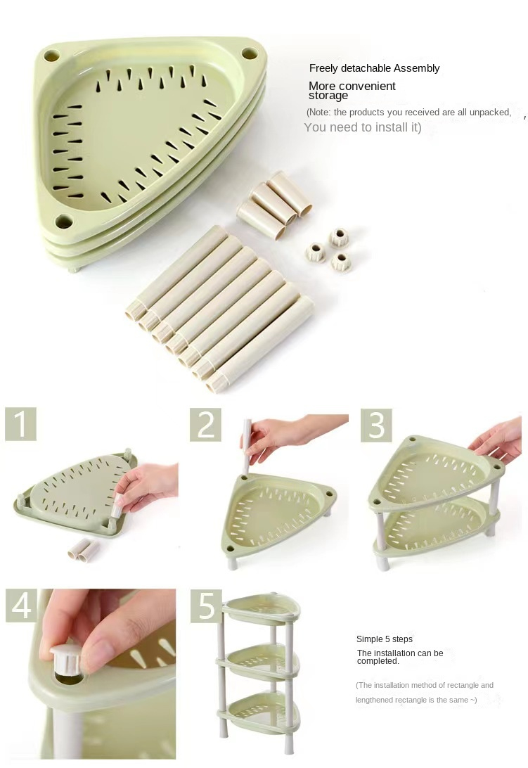 Multifunctional three-layer combination kitchen and bathroom rack storage rack