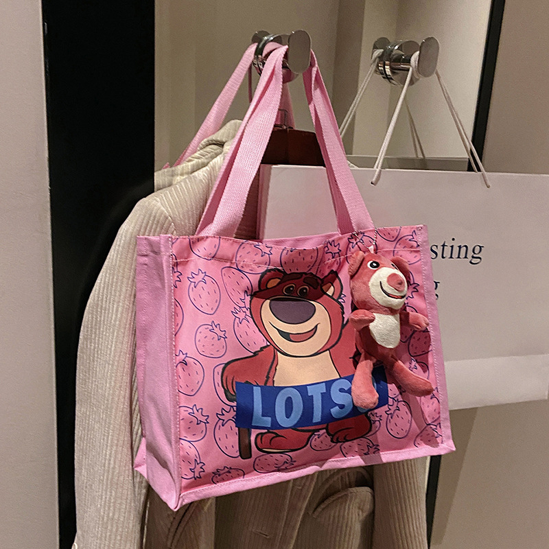 FR6169 Women's Fashion Versatile Cute Bear Handbag Casual Zipper Canvas Bag