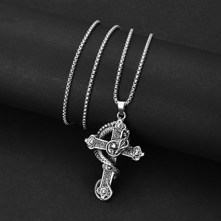 Cross pendant necklace Panlong Skeleton Cross Pendant Personalized Hip Hop necklace gift CRRSHOP men new fashion trend gifts 70 cm long titanium steel chain


