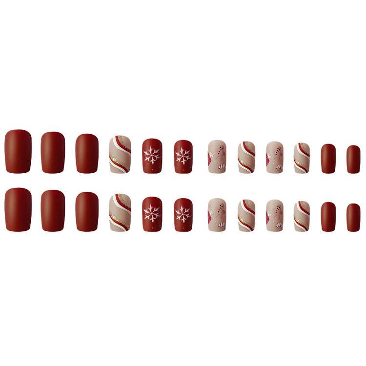 24pcs Small Floral Printed False Nails Patch Glue Type Short Paragraph Fashion Manicure Natural Artificial Ballerina Fake Nails christmas gift nails 