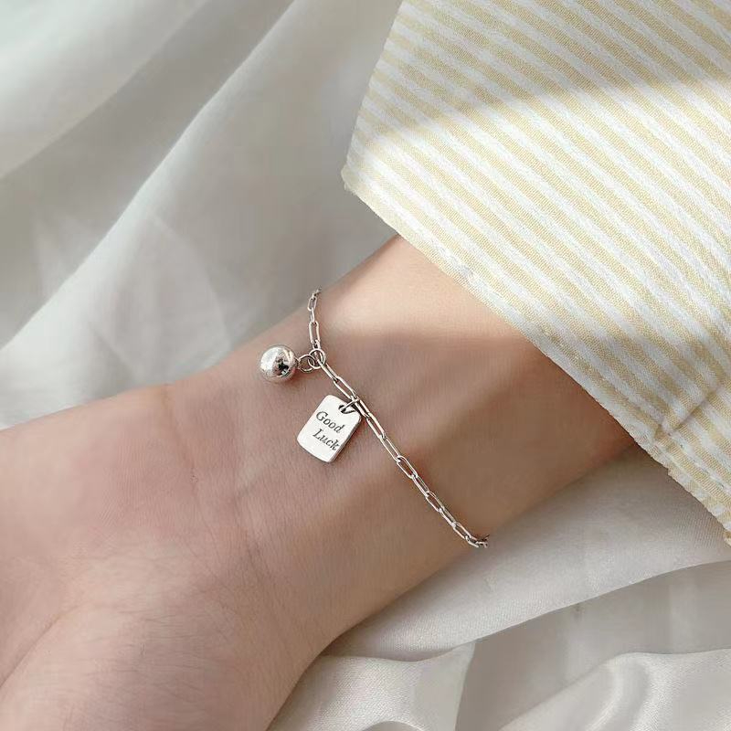 A293 Woman Silver Color Square Pendant Lucky Bracelet Jewelry Gifts